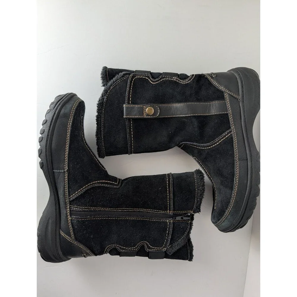 Clarks Womens Black Suede Andes Fortune Q Comfort Winter Boots Size 6.5M 63058